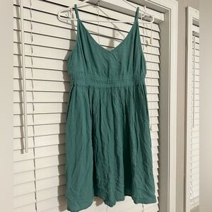 Teal/green dress, medium, straps cinched around waste